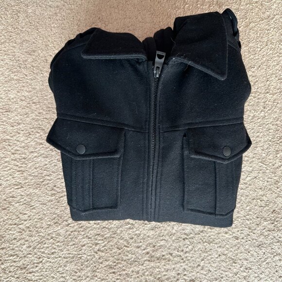 Guess Coat Mens Large Wool Blend Black Hood Full Zip Pockets Insulated Jacket - Picture 12 of 12